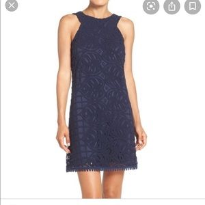 Lilly Pulitzer Navy Leaf Lace Mango Shift Dress